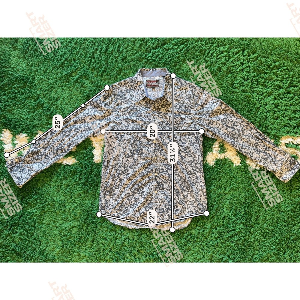 Rock and Roll Cowboy Mens Long Sleeve Western Pearl Snap Shirt Blue Paisley L - Picture 2 of 8